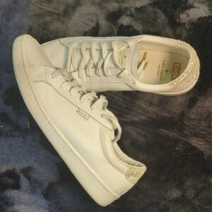 Keds for Kate Spade New York White Leather Glitter Heel Sneakers Size 9